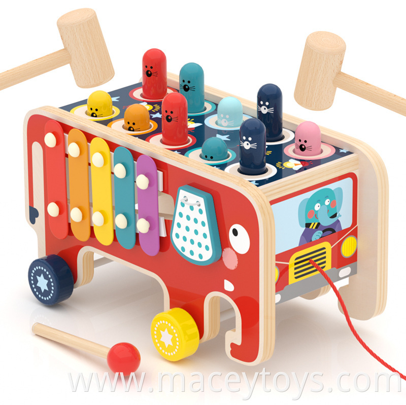 Multi-function intelligence box shape matching early education toys children puzzle wooden drag toys